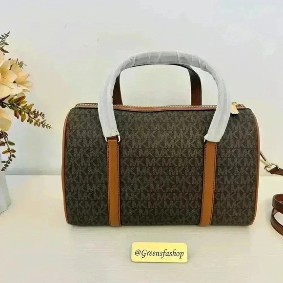 MICHAEL KORS JST TRAVEL MEDIUM DUFFLE SATCHEL SHOULDER CROSSBODY BAG MK BROWN - Picture 7 of 12